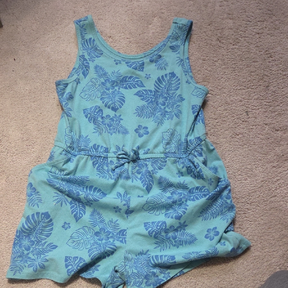Wonder Nation Teal Leaf Print Kids Romper